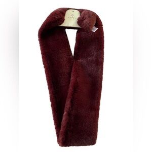 ASPEN Burgundy Faux Fur Boa Winter Neck Loop Wrap Infinity Scarf One Size NWT